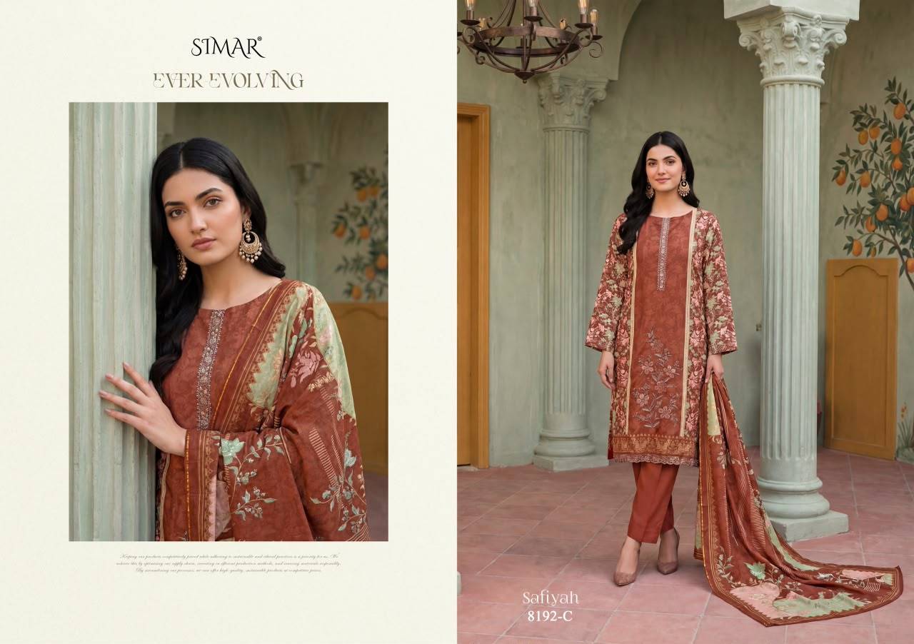 Safiyah By Glossy 8192A To D Series Stylish Beautiful Colourful Muslin Dresses At Wholesale Price